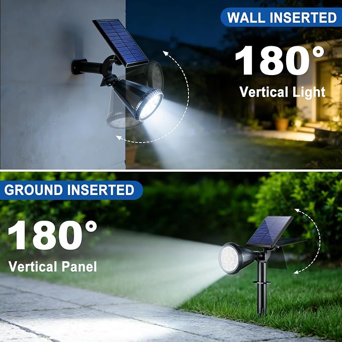 Solar Spot Lights Outdoor Waterproof IP65, Flag Landscape Spotlights | 6 Pack 4 Lighting Modes Solar Powered Spotlights Auto On/Off,Solar Garden Yard Pathway Wall Uplights for Outside,Cool White