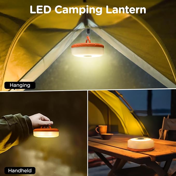 Camping String Lights 4 in 1, 32.8FT Quick Storage 8 Modes Protable | Rechargeable Fairy Tent Lights String , Hanging Waterproof LED Lamp for Outdoor Indoor Patio Awning Decor Camping Essentials