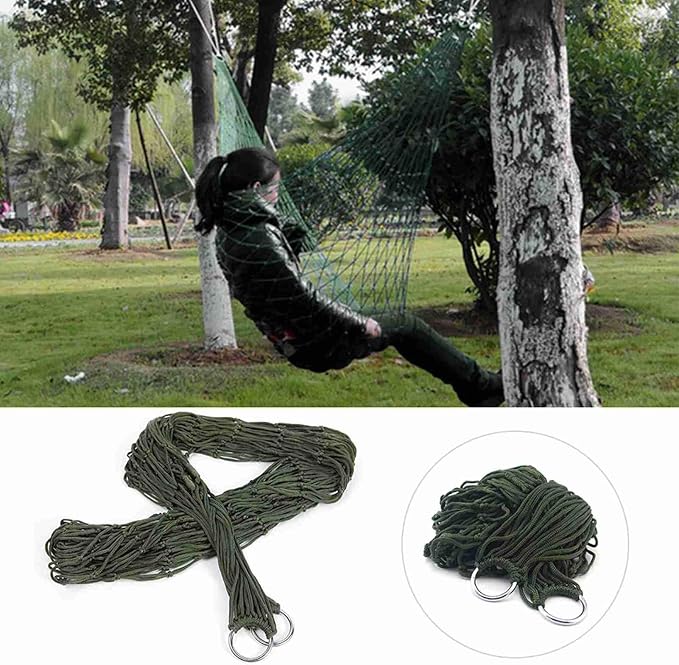 Mesh Rope Hammock, Outdoor Nylon Comfortable Hanging Bed Tree Hammocks for Outside, Camping and Patio Relaxation