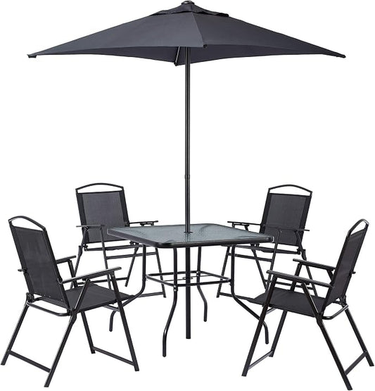 Mainstay Albany Lane 6 Piece Outdoor Patio Dining Set, Seats 4 (Gray)
