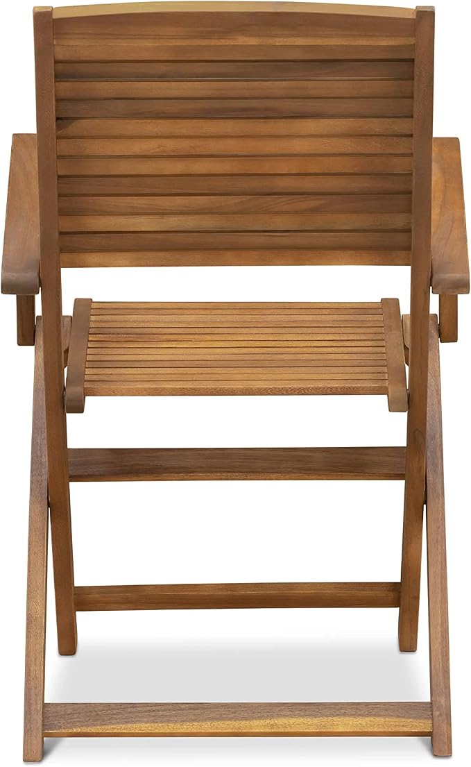 East West Furniture DIHD7CANA 7 Piece Patio Dining Set Includes an Oval Outdoor Acacia Wood Table and 6 Folding Arm Chairs, 36x60 Inch, Natural Oil