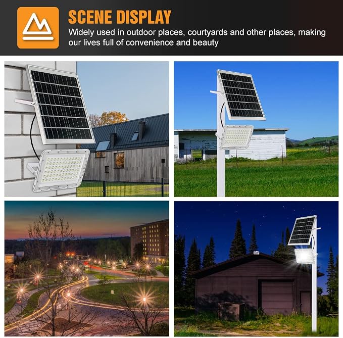 200W LED Solar Flood Lights,18000Lumens Street Flood Light Outdoor IP67 Waterproof with Remote Control Security Lighting for Yard, Garden, Gutter, Swimming Pool, Pathway, Basketball Court, Arena