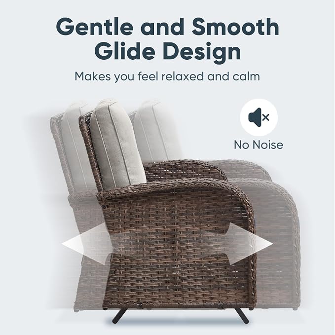 Belord 6 Pieces Wicker Patio Conversation Sets with Outdoor Swivel Rocker Chairs and Loveseat Glider Chair, All-Weather Rattan Furniture Set for Deck Patio Backyard Sunroom Brown
