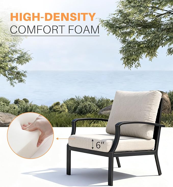 3-Piece Patio Furniture Set, Never-Rust Aluminum Swivel Patio Sofa Set with 2 Swivel Armchairs and Side Table, Patio Conversation Set with Cushions for Porch, Backyard, Poolside, Dark Bronze