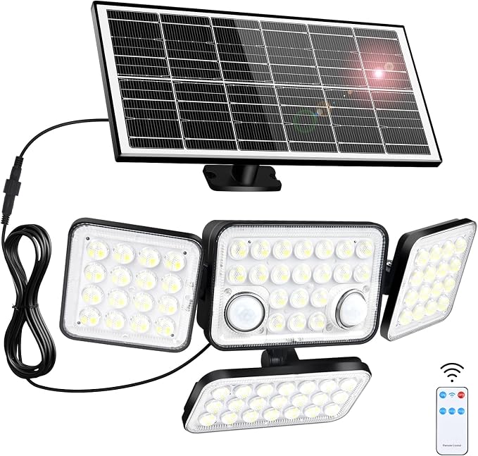 Aialun Solar Lights Motion Sensor Outdoor,5000mAh 292 LEDs 3600LM Bright 8500K Oversized Solar Security Flood Lights Outside Waterproof IP65,Remote Control,Dusk to Dawn 3 Modes for Backyard,Garage