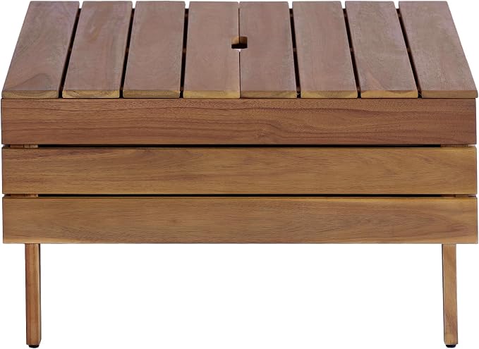 8-Piece Acacia Wood Outdoor Patio Sofa Set, Modular Sectional Furniture Set with Storage Tea Table, Coffee Table and Cushions for Backyard, Poolside, Indoor&Outdoor,Beige