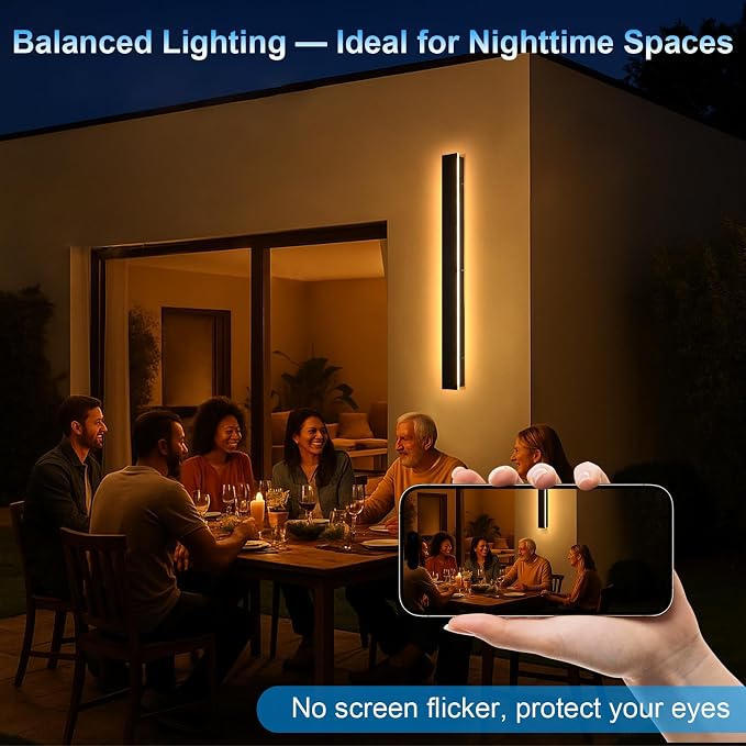 Modern Outdoor Wall Lights - 2pack 39inch 3000K Black Exterior Light Fixtures Wall, Porch Lights Outdoor Wall Sconce, Patio Long Strip Wall Light Fixtur Outside for Garage, House(4.72 Inch Wide)