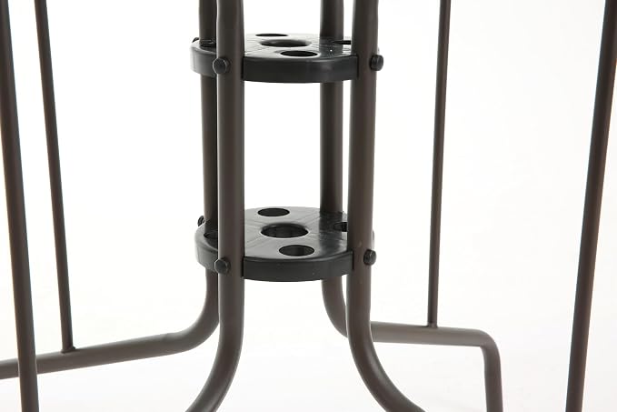 Patio Dining Table 35” Square Tempered Glass Top Outdoor Bistro Table for 4 Persons with 1.5” Umbrella Hole and Sturdy Metal Frame Brown for Backyard Lawn Deck Poolside