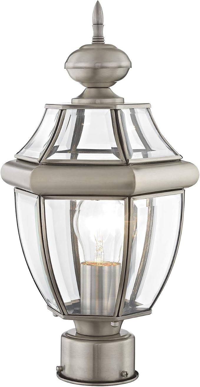 Livex Lighting 2153-91 Post Light Fixture, Brushed Nickel