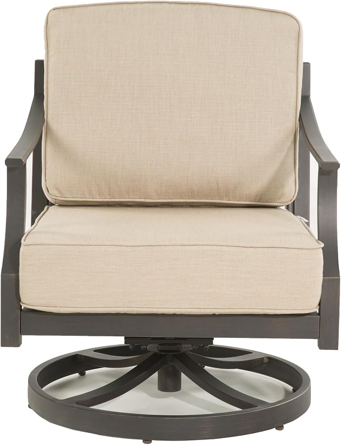 PEAK HOME FURNISHINGS Tamarin Outdoor Swivel Club Lounge Chair in Bronze Aluminum