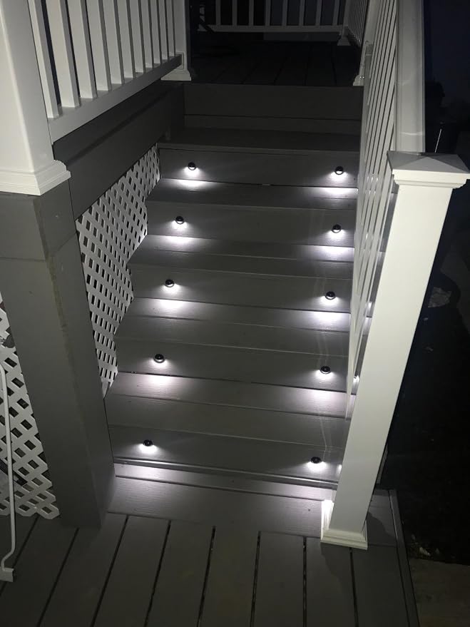 20pcs Low Voltage LED Deck Lights kit Φ1.38 Outdoor Garden Yard Decoration Lamp Recessed Landscape Pathway Step Stair Cold White LED Lighting, Bronze