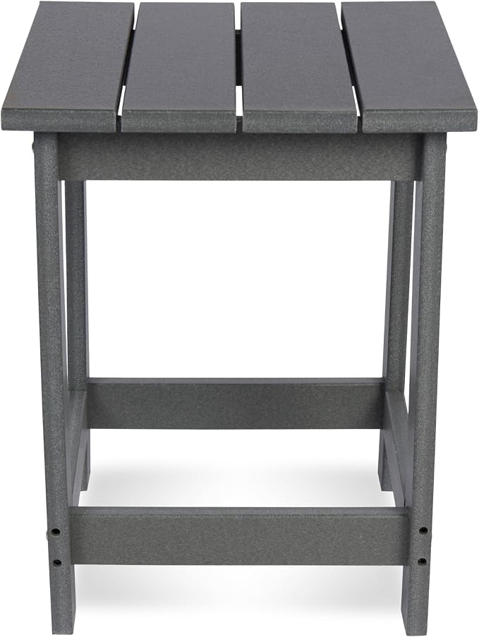 Shine Company Adirondack Square Outdoor Side Table, HDPE Resin End Table, Weatherproof Small Table, Gray