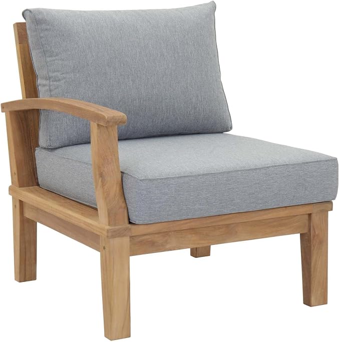 Modway EEI-1480-NAT-GRY-SET Marina Premium Grade A Teak Wood Outdoor Patio Furniture Set, 10 Piece, Natural Gray
