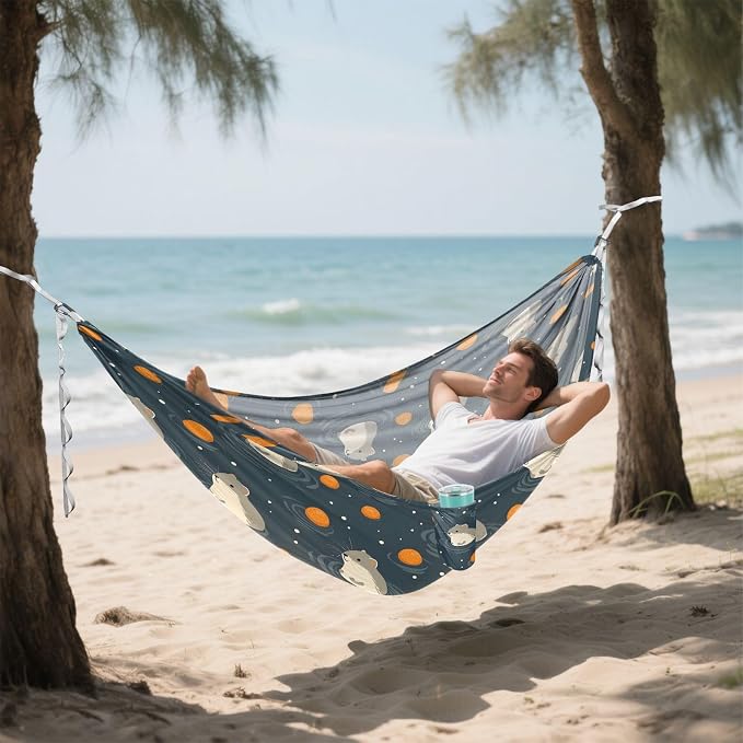 Camping Hammock Outdoor Hammocks for Outside Hamsters Oranges Beach Trees Portable Lightweight with Pockets Tree Straps Indoor Small