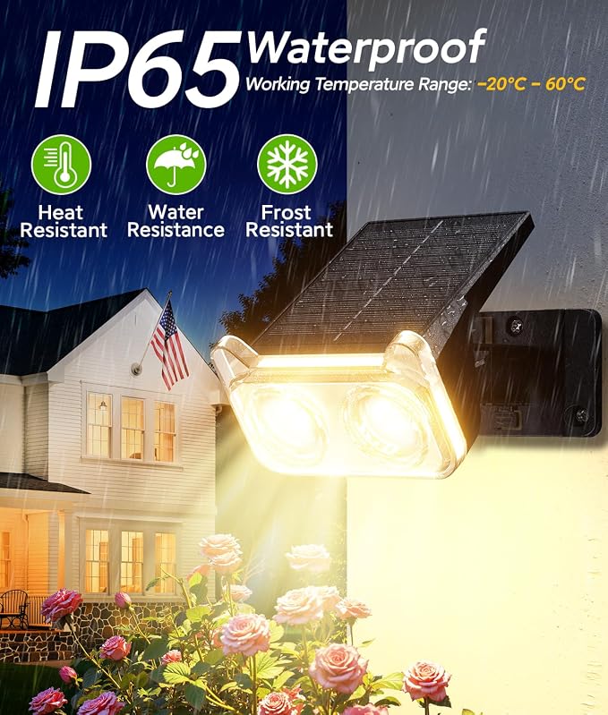 LETMY Solar Lights Outdoor Waterproof IP65, 6 Pack Solar Spot Lights Outdoor with 14 Big LEDs, 2-in-1 Wall Lights & 2 Modes Solar Landscape Spotlights for Pathway Yard Decor Garden Gifts (Warm White)