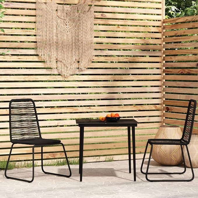 3 pcs Set Patio Dining Set & Outdoor Dining Set Black Powder-Coated Steel Outdoor Patio Furniture Set Balcony Furniture for Front Porch Lawn Backyard 31.5 x 31.5 x 29.1 in