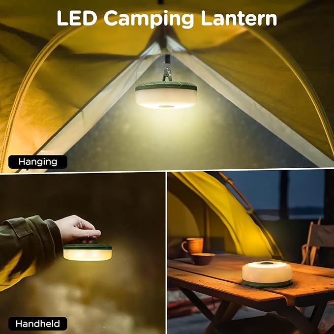 Camping String Lights 4 in 1, 32.8FT Quick Storage 8 Modes Protable | Rechargeable Fairy Tent Lights String , Hanging Waterproof LED Lamp for Outdoor Indoor Patio Awning Decor Camping Essentials