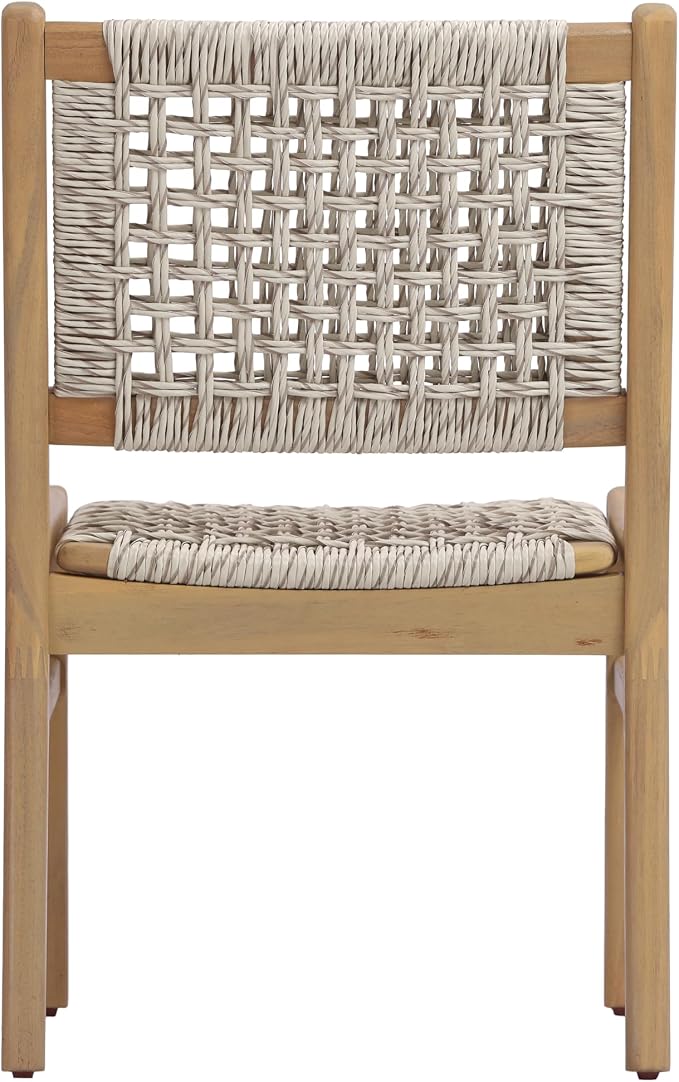 Christopher Knight Home Chuse Acacia Wood Dining Table Set for 6, Solid Wood Outdoor Dining Set for 6, 7 Piece Oval Patio Dining Table and Chair Set with Wicker Seat & Back, Light Gray + Light Teak