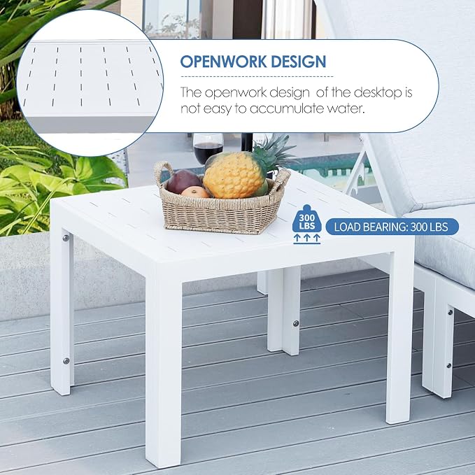 NICESOUL 10 Seat Large Luxury Aluminum Patio Conversation Set with Side Table, 29" Deep Wide Seating, Modular Sectional Couch, 500 lbs Heavy Duty All Weather Outdoor Sofa for Backyard Deck, Light Grey