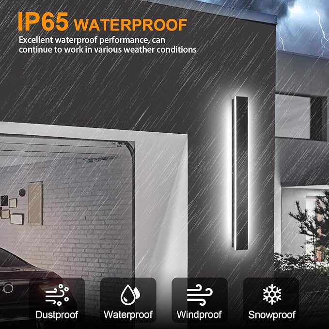 AioTio Black Outdoor Wall Light,79inch Modern LED Exterior Light Fixtures Wall Mount,Waterproof Long Outdoor Linear Wall Sconce IP65 Waterproof,Outside Wall Lights for House,Porch,Patio