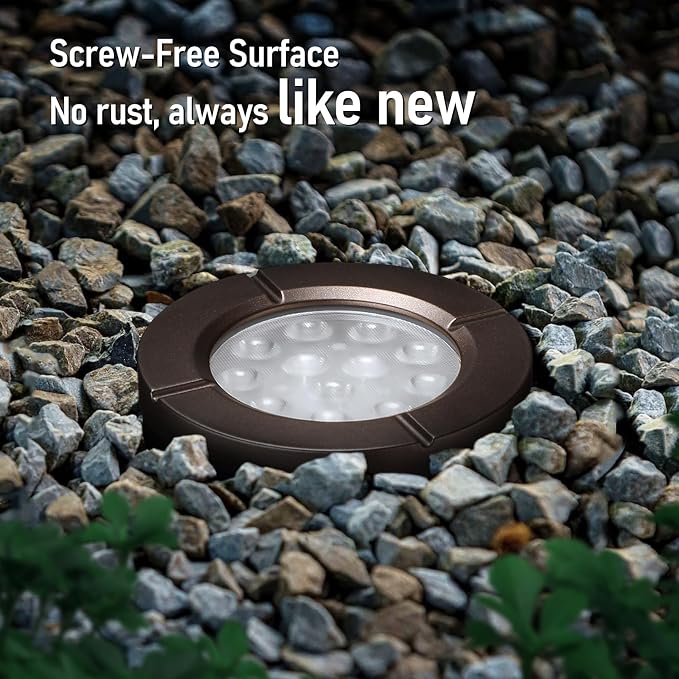LEONLITE 6-Pack Dia. 4 Inch 5CCT Well Lights Flat Top Oil Rubbed Bronze | 12-24V AC/DC, CRI90, 1800K/2700K/3500K/4000K/5000K, Landscape LED In Ground Outdoor, Low Voltage Garden Landscaping, Aluminum
