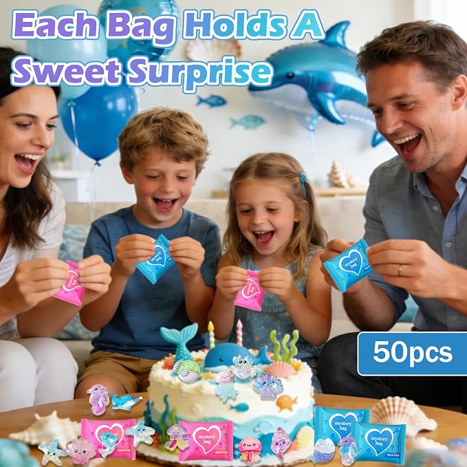 100PCS Ocean Animal Mystery Blind Bag Mini Resin Animals Variety Pack, Tiny Miniature Animal Figurines Bulk, Mini Resin Figures, Surprise Toys for Kids, DIY Crafts, Collectibles, Mini Toys Decorations