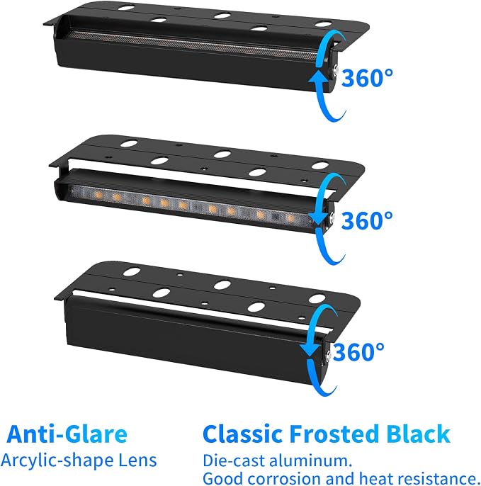 Black 4-Pack 7inch 3W 5000K Daylight White Hardscpe Lighting | 12V AC/DC Retaining Wall Lights,Low Voltage Landscape Lighting,Hardscape Paver Light,Outdoor Step Lights
