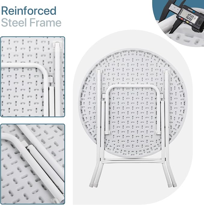 31" Round Folding Commercial Banquet Table Foldable Plastic Card Outdoor Utility Tables for Party Wedding Event, White