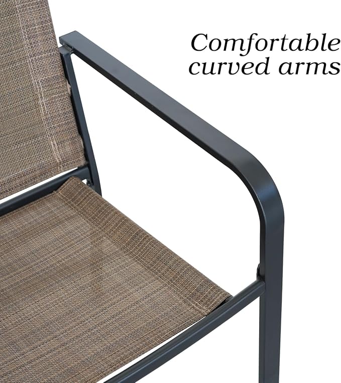Outdoor Patio Set, 37" Square Glass Dining Table and 4pcs Stackable Chairs, All-Weather Patio Furniture Set with 1.7" Umbrella Hole for Garden Backyard Lawn Poolside