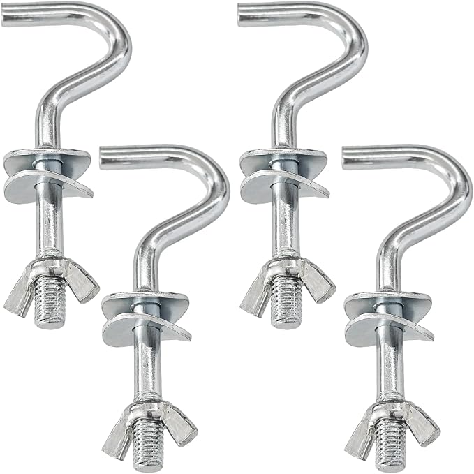 4Pcs Heavy-Duty Metal Hammock Replacement Hooks, 3/8 Inch Diameter, Fits 1-1/4 to 2 Inch Long Holes on Hammock Stands, Hammocks Hooks for Indoor and Outdoor Use