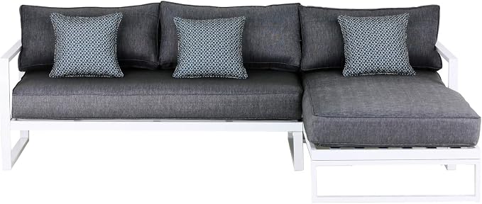 Elle Decor Paloma Outdoor Patio Furniture Collection in Weather-Resistant Metal Frame Patio, Sectional, White