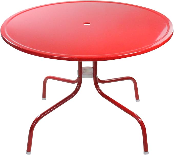Northlight 39.25" Red Retro Metal Tulip Outdoor Dining Table