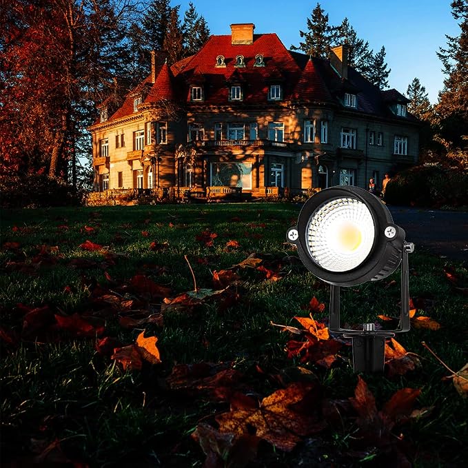 Landscape Lights 5000K,Low Voltage Led Landscape Lighting, 12V AC/DC Waterproof Landscape Spotlights Outdoor with Stake for Tree Flag Spot Light Daylight 10 Pack (Spike Stand)