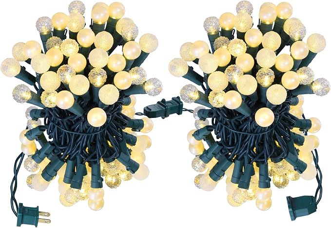 Globe String Lights: 2 Pack 70 LED Mix-Ball Fairy Lights Plug in UL Listed Christmas Tree Lights 19Ft Christmas Outdoor Indoor Fairy Lights for Bedroom Tree Patio Party Garden Wedding, Warm White