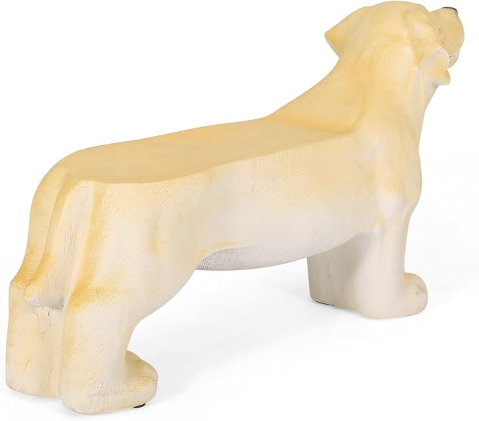 Brown Dog 3-in-1 Pedestal Side Table / End Table / Stool - MGO Hand Painted Sculpture Statue,No Assembly Required for Home,Living Room & Outdoor Decor (Light Brown, 31.50" W x 8.75" D x 16.75" H)