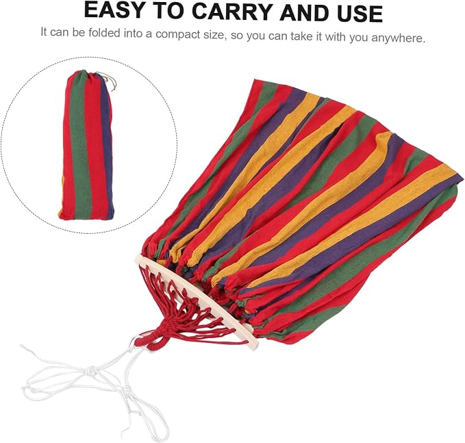Outdoor Camping Hammock Extra Large Striped Canvas with Anti-tip Duckbill Buckle Portable Lightweight Load Capacity for Travel Beach Garden Backyard Relaxation
