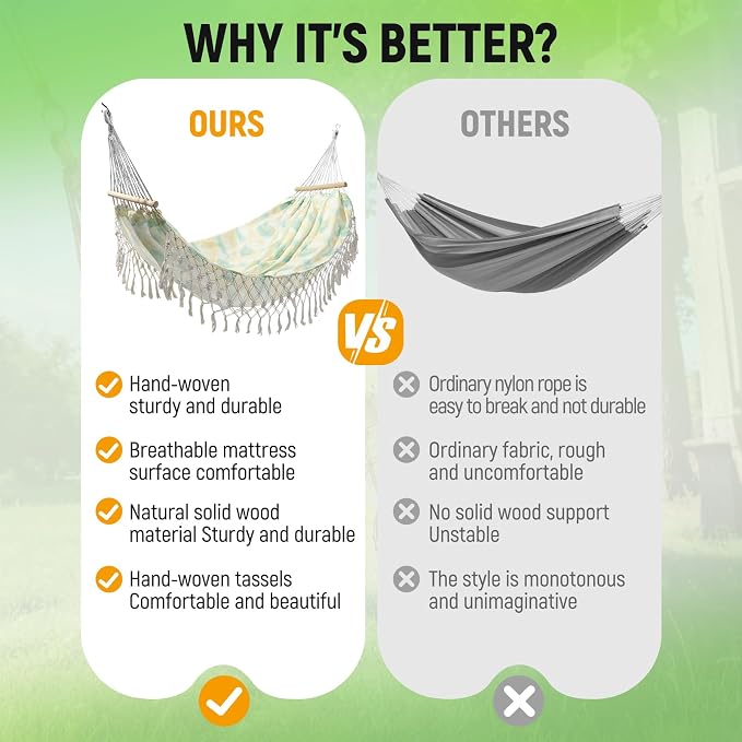 Portable Hammock,Bohemian Hammock,Rope Hammock,Suitable,Yard, Beach, Backyard,Garden (Green, 79 * 59)
