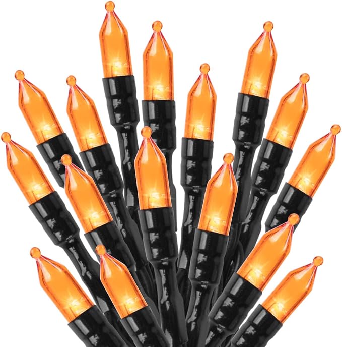 Minetom Halloween String Lights Outdoor, 39Feet 100 LED Waterproof Christmas Lights with 8 Lighting Modes for Halloween Garden Party Christmas Xmas Tree Lights Decor, Orange | 8 Lighting Modes, Connectable, Waterproof, Halloween Tree Lights for Home Do...
