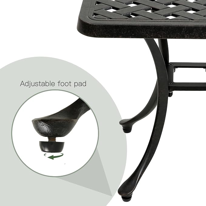 18" Outdoor Side Table, Patio End Tables Outside Cast Aluminum Anti-Rust Metal for Balcony, Backyard, Pool Side, Porch, Bronze