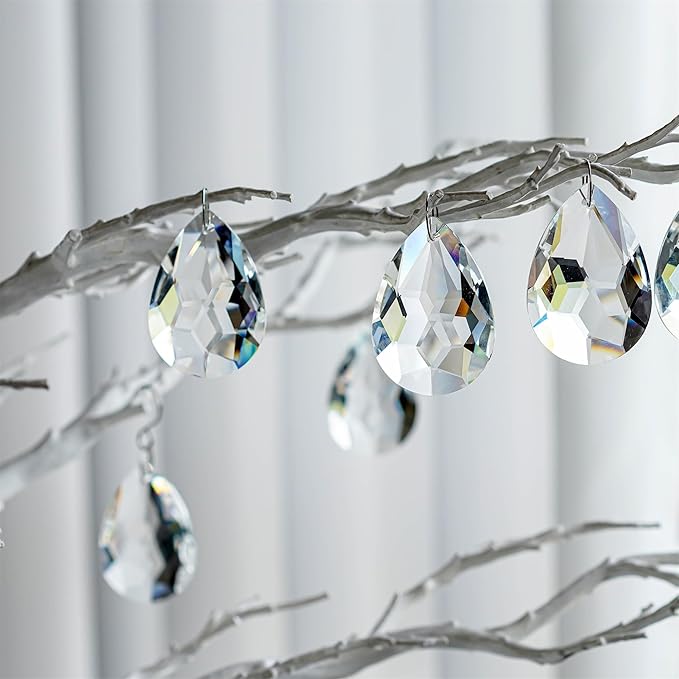 10 Pcs 50mm Clear Crystal Teardrop Pendants Chandelier Parts | Clear Crystal Teardrop Prisms Pendants 50mm Chandelier Replacement Parts Suncatcher for Lamp Window Wedding Garden DIY Decor