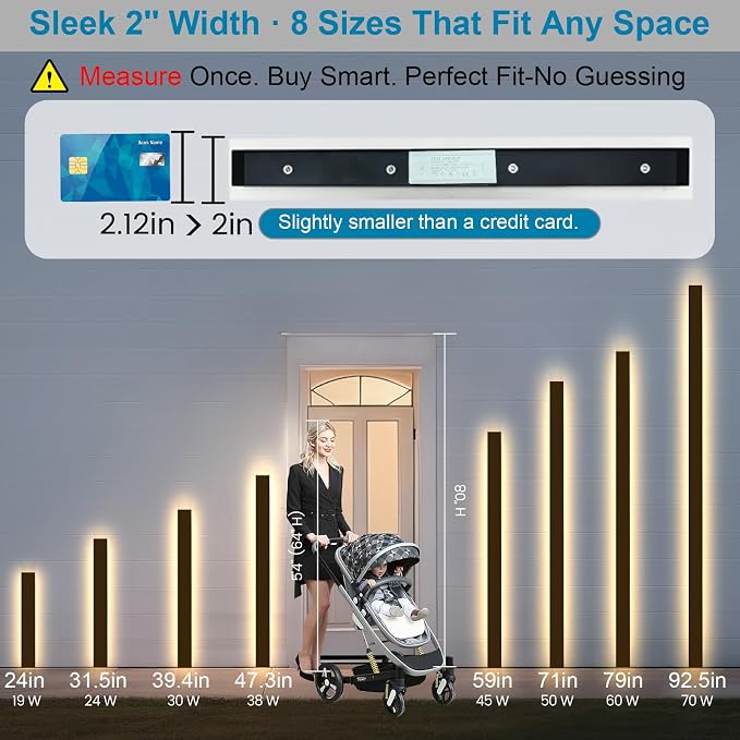 24inch Outdoor Wall Lights,Black Outdoor Sconce Lights,Waterproof Wall Mounted Porch Light, 3000K Modern Outside Lights for House, Garage, Exterior