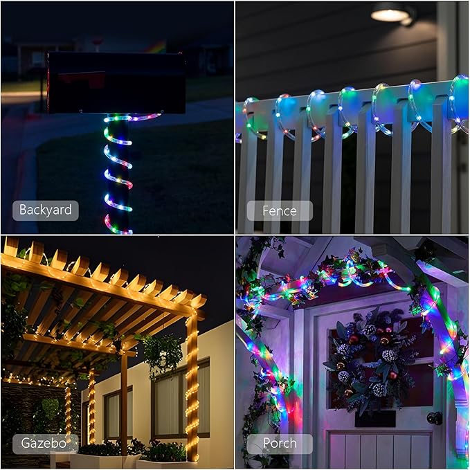 ANJAYLIA 66FT 200 LED Color Changing Rope Lights with Plug and Remote | Led Outdoor Waterproof Rope Light with Color Option, 7 Modes, Timer, Memory, Remote For Bedroom, Deck, and Holiday Decor