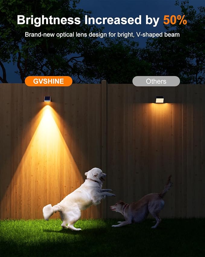 12 Pack Solar Powered Fence Lights Outdoor Waterproof with Warm White LED Spot Lens, for Outside Pool Cage, Patio, Yard, Rail, Garage, Adhesive Designed for Easy Mounted (White Shell)