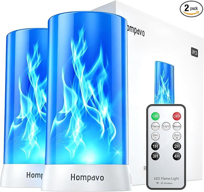 Hompavo 【Upgraded Flame Lights with Remote, Timer, 4-Mode Rechargeable | Waterproof LED Battery Operated Flameless Candles, Pillar Flickering Lanterns for Room Patio Wedding Party Halloween Decor, 2