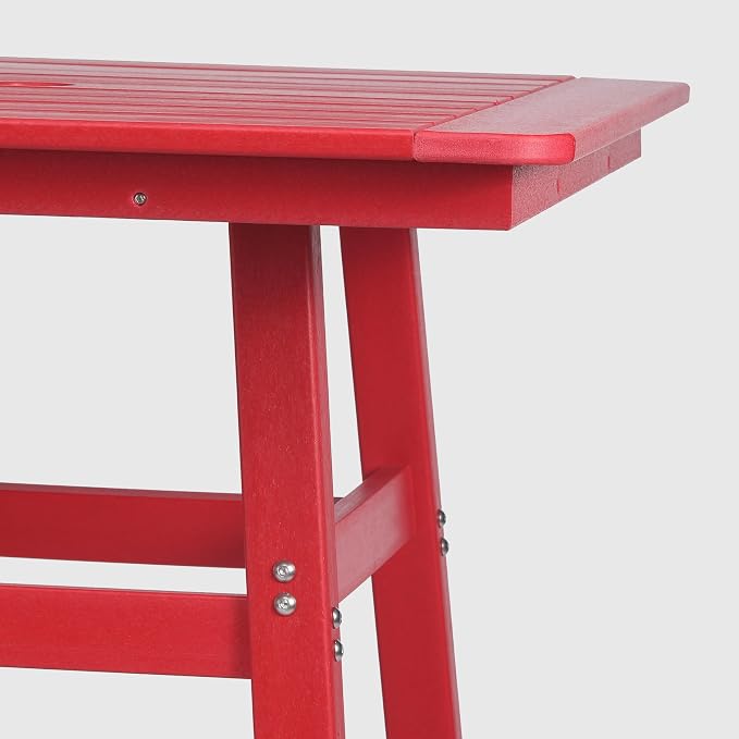 WestinTrends Malibu Square Outdoor Patio Counter High Bistro Bar Table with Umbrella Hole 37" Tall, Red