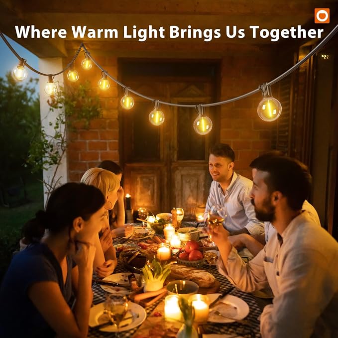 addlon Outdoor String Lights 50FT G40 with Remote 27 LED Shatterproof Bulbs | Dimmable Patio Globe Lights Waterproof, Hanging Outside Lighting for Backyard, Garden, Deck, Balcony, Porch, Café, Decor
