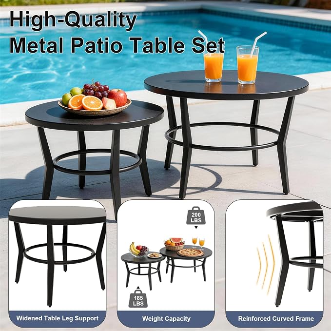 Gotland 6 Piece Patio Set, Aluminum Outdoor Swivel Chairs Set with Round Table 5.1’’ High-Resilience Seat Cushions 29.5" Deep Seating, Metal Patio Furniture Set Patio Conversation Sets, Khaki