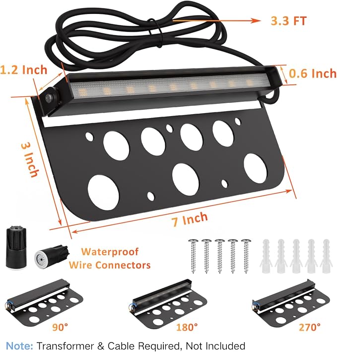 4 Pack 7 Inch Retaining Wall Lights, 5W 500LM, 2700K Soft White | 12V AC/DC Low Voltage LED Hardscape Lighting, IP65 Waterproof Landscape Light, Outdoor Step Light for Patio Walls Stairs, ETL