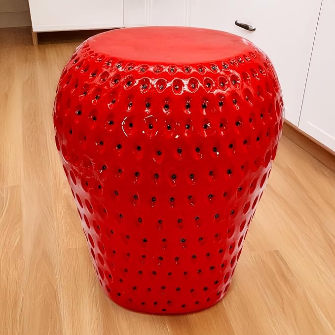 Strawberry Shaped Stool, Red Resin Side Table