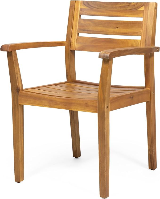 7-Piece Acacia Wood Outdoor Dining Set with 6 Chairs and Expandable Table, Teak Finish - Weather-Resistant Patio Furniture for Backyard, Garden, and Deck